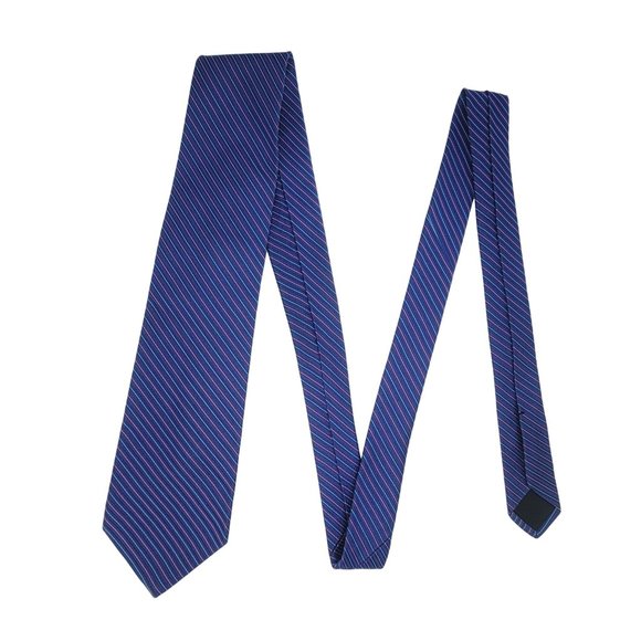 Vintage Brooks Brothers Regimental Stripe Pattern Blue Purple 100% Silk Necktie - Picture 6 of 6